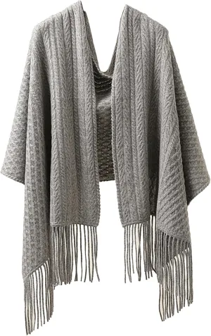 100% Pure Cashmere Luxury Cable Knitted Scarf Shawl Wrap for Women Winter Thick Warm