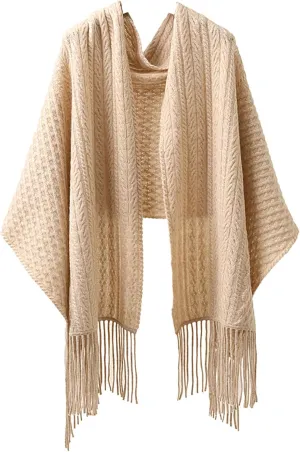 100% Pure Cashmere Luxury Cable Knitted Scarf Shawl Wrap for Women Winter Thick Warm