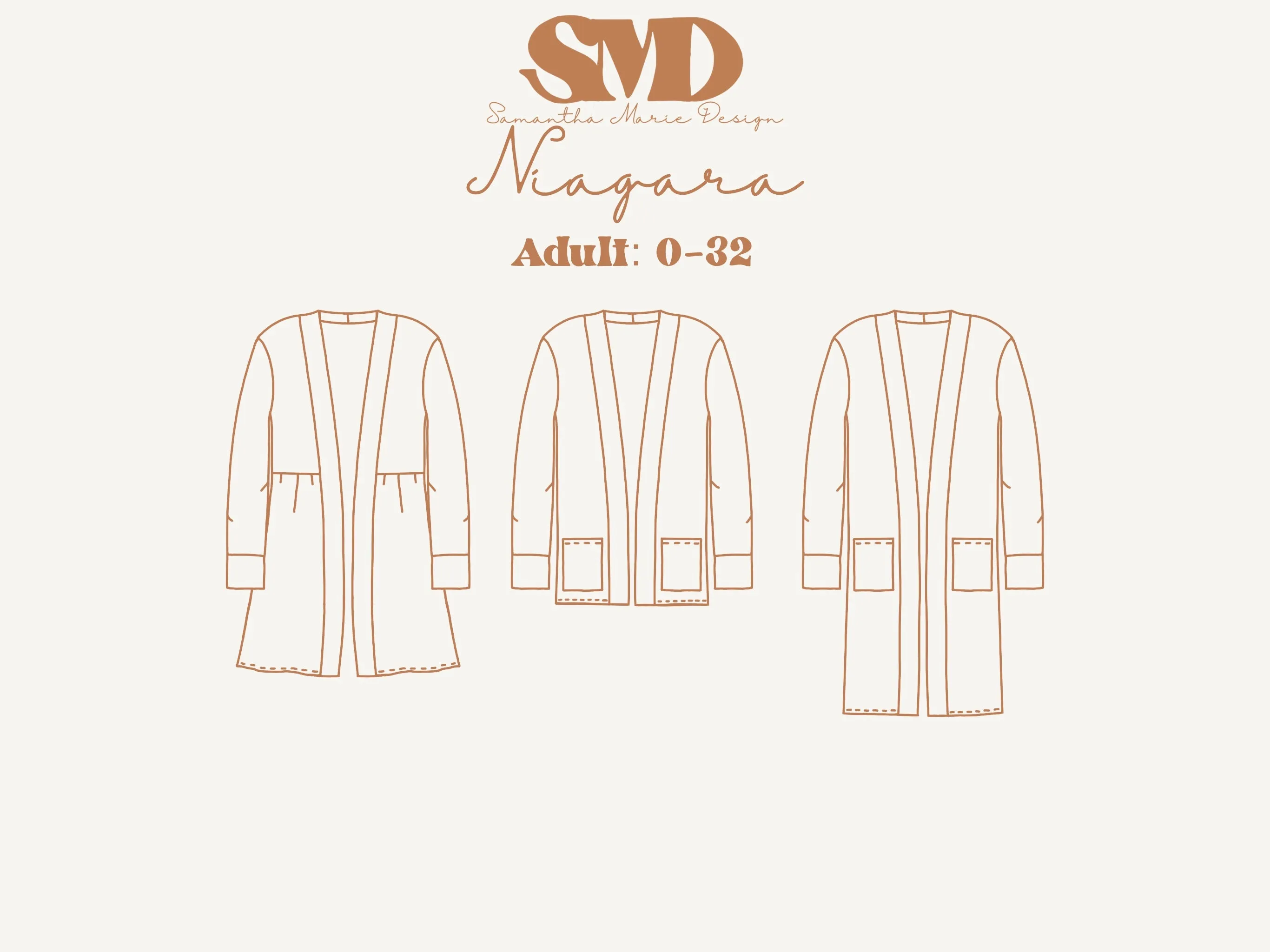Adult Niagara Cardigan Digital Sewing Pattern Sizes 0-32