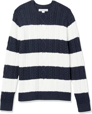 Amazon Essentials Men's Long-Sleeve 100% Cotton Fisherman Cable Crewneck Sweater