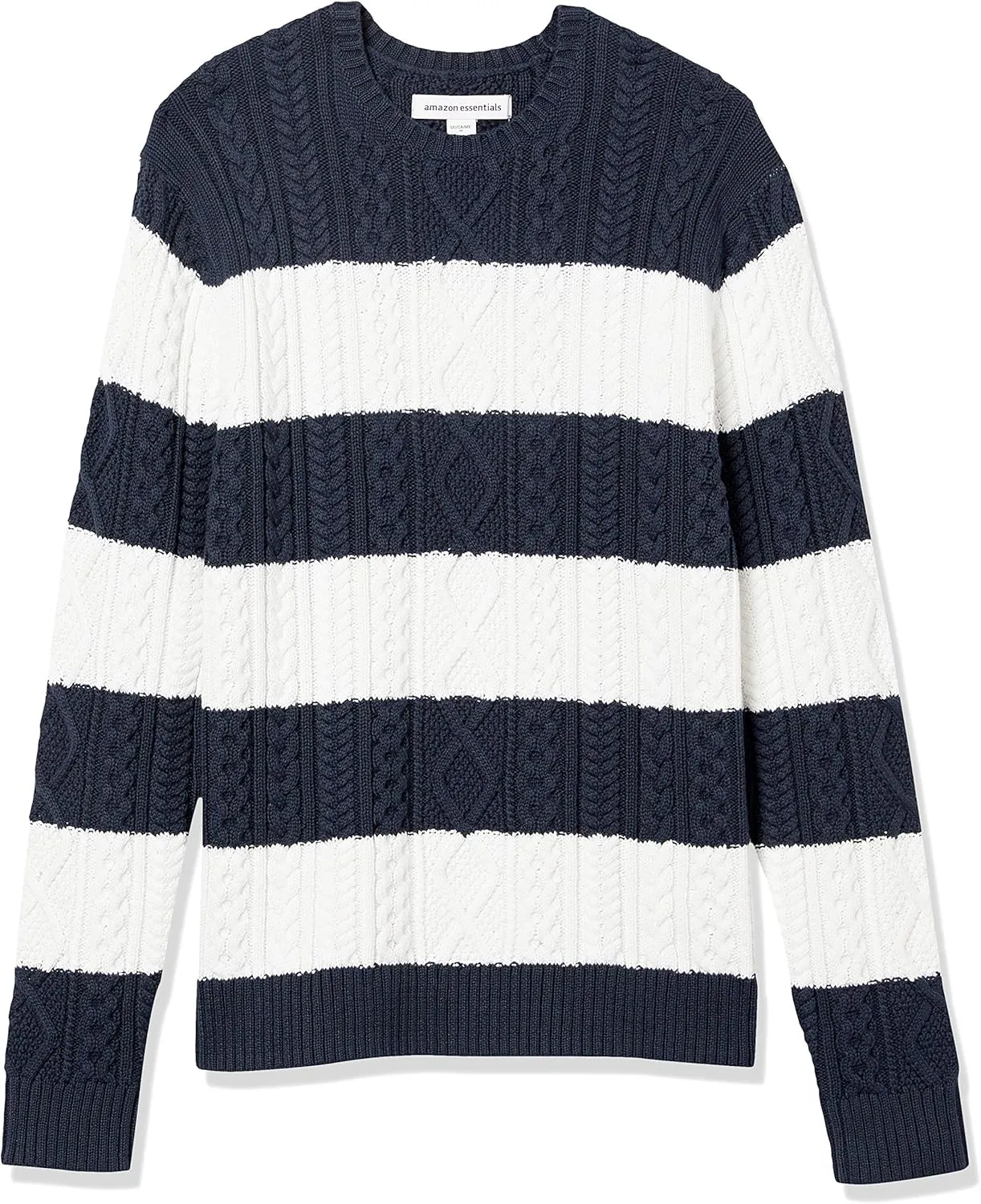 Amazon Essentials Men's Long-Sleeve 100% Cotton Fisherman Cable Crewneck Sweater