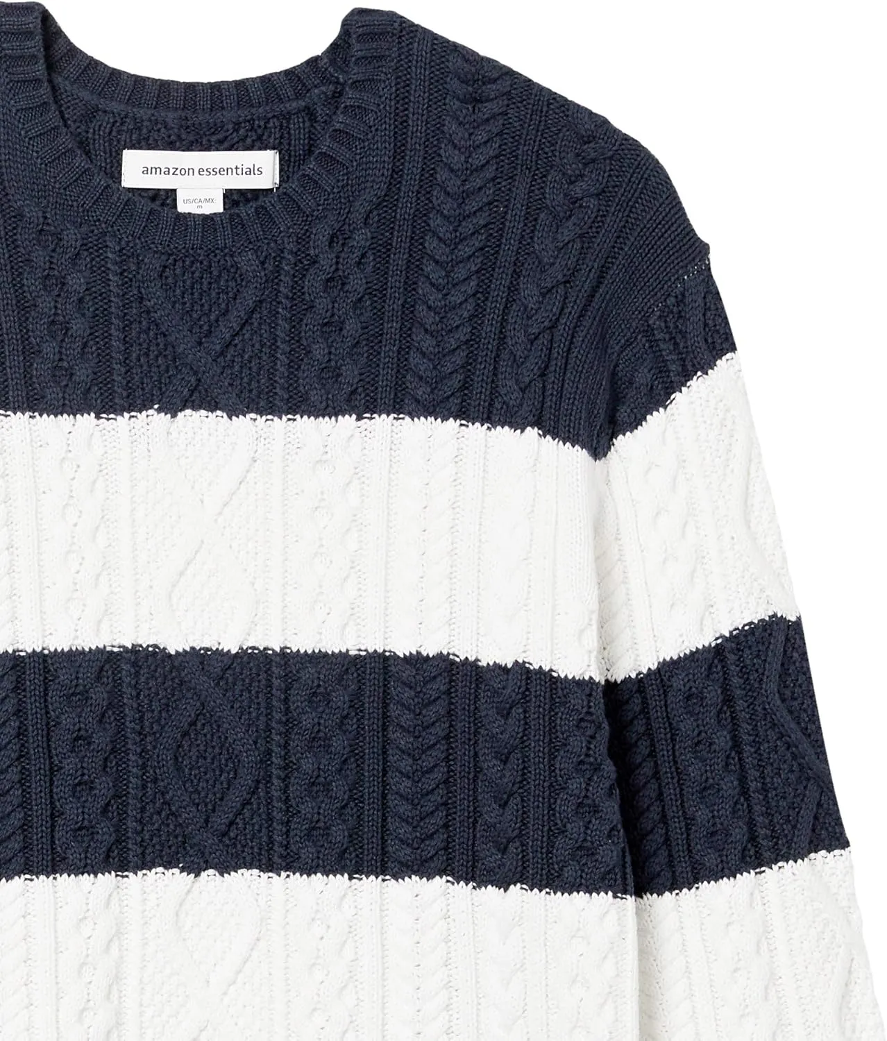 Amazon Essentials Men's Long-Sleeve 100% Cotton Fisherman Cable Crewneck Sweater