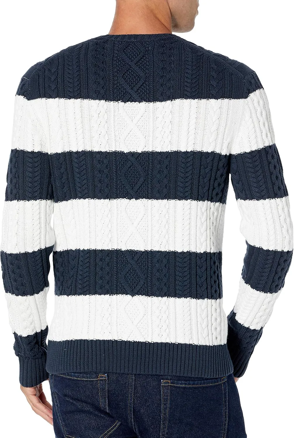 Amazon Essentials Men's Long-Sleeve 100% Cotton Fisherman Cable Crewneck Sweater