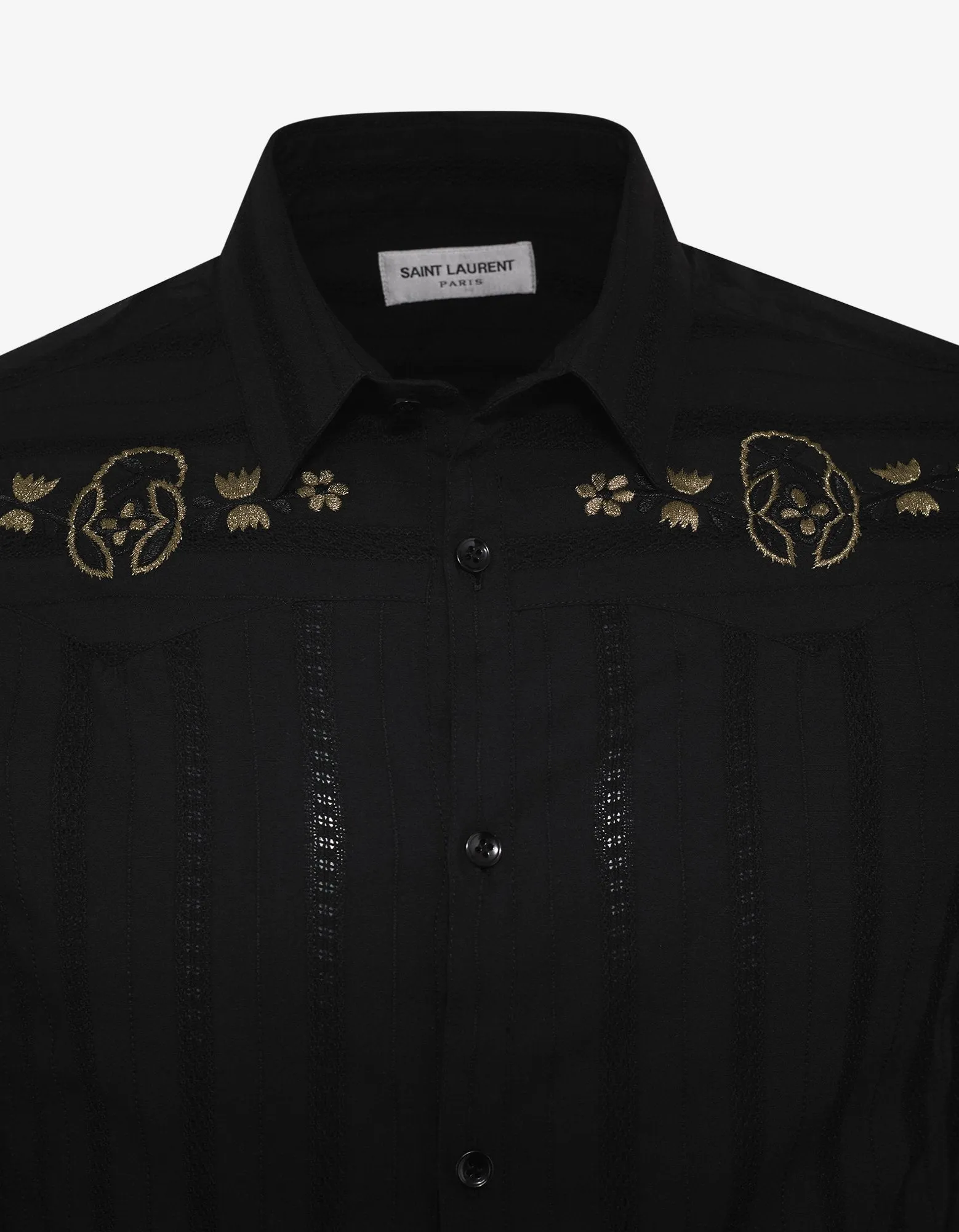 Black Floral Embroidery Shirt