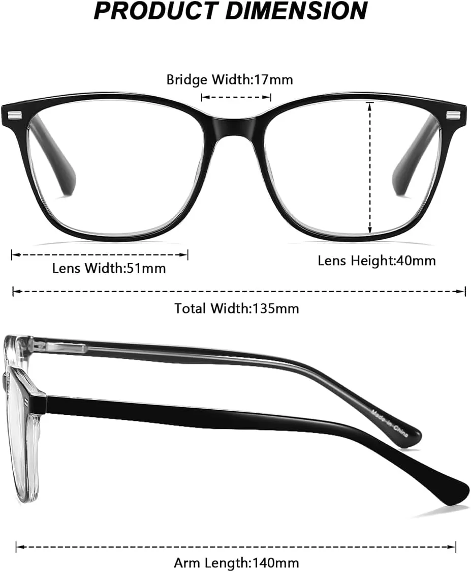 Blue Light Blocking Reading Glasses for Women TR90 Frame Metal Spring Hinges Readers for Women