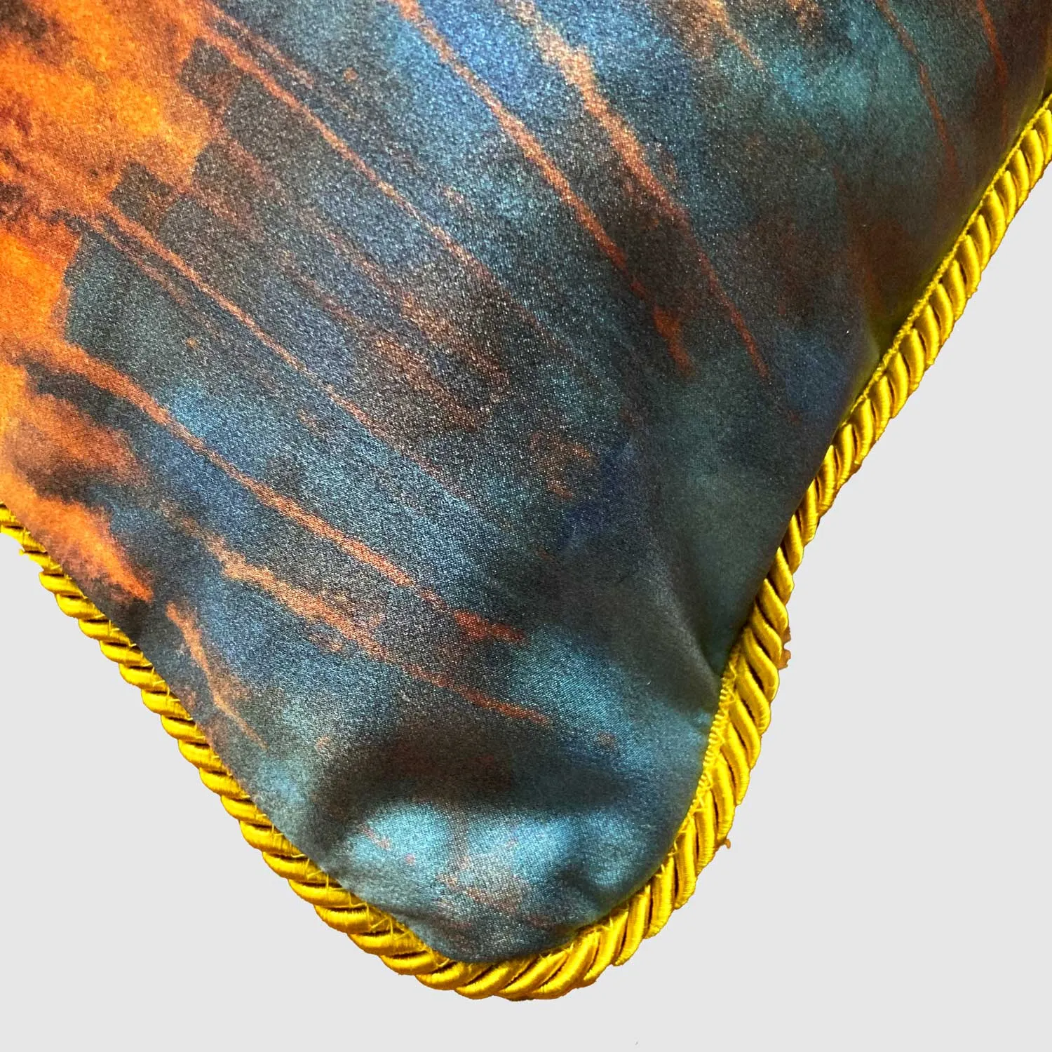 Blue Orange Water Silk Cushion