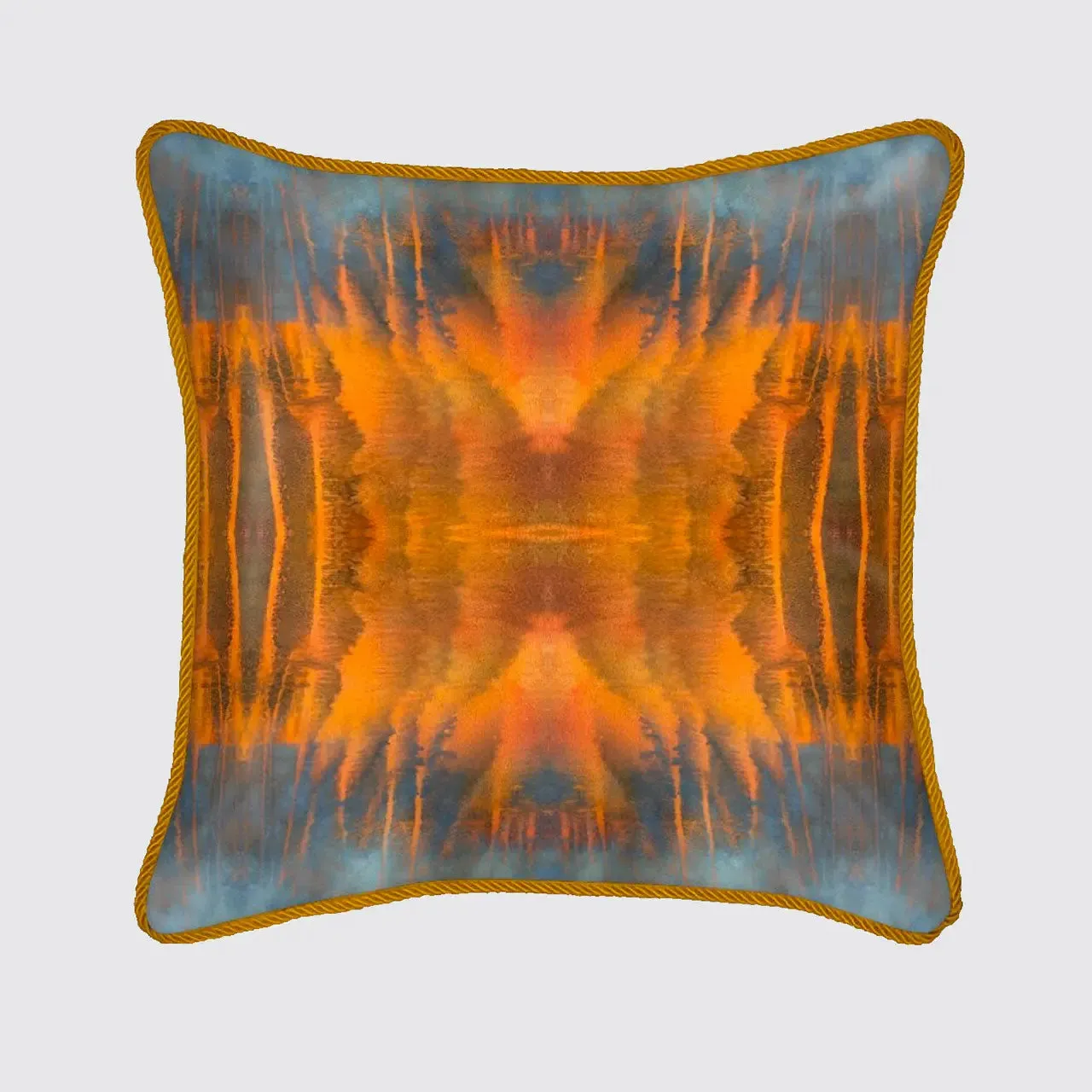 Blue Orange Water Silk Cushion