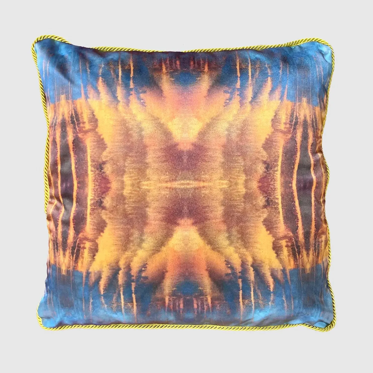 Blue Orange Water Silk Cushion