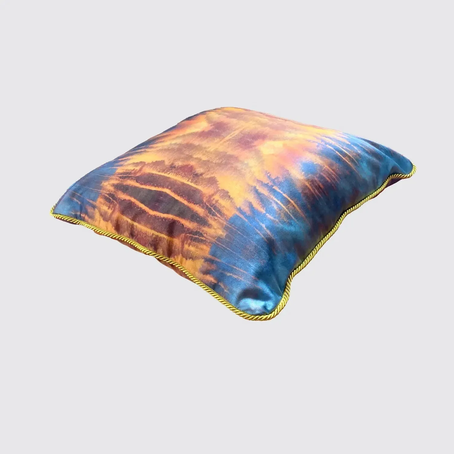 Blue Orange Water Silk Cushion