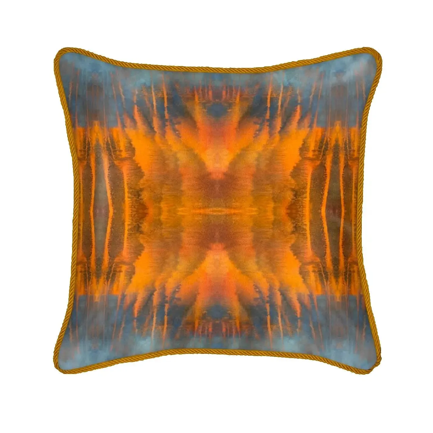 Blue Orange Water Silk Cushion