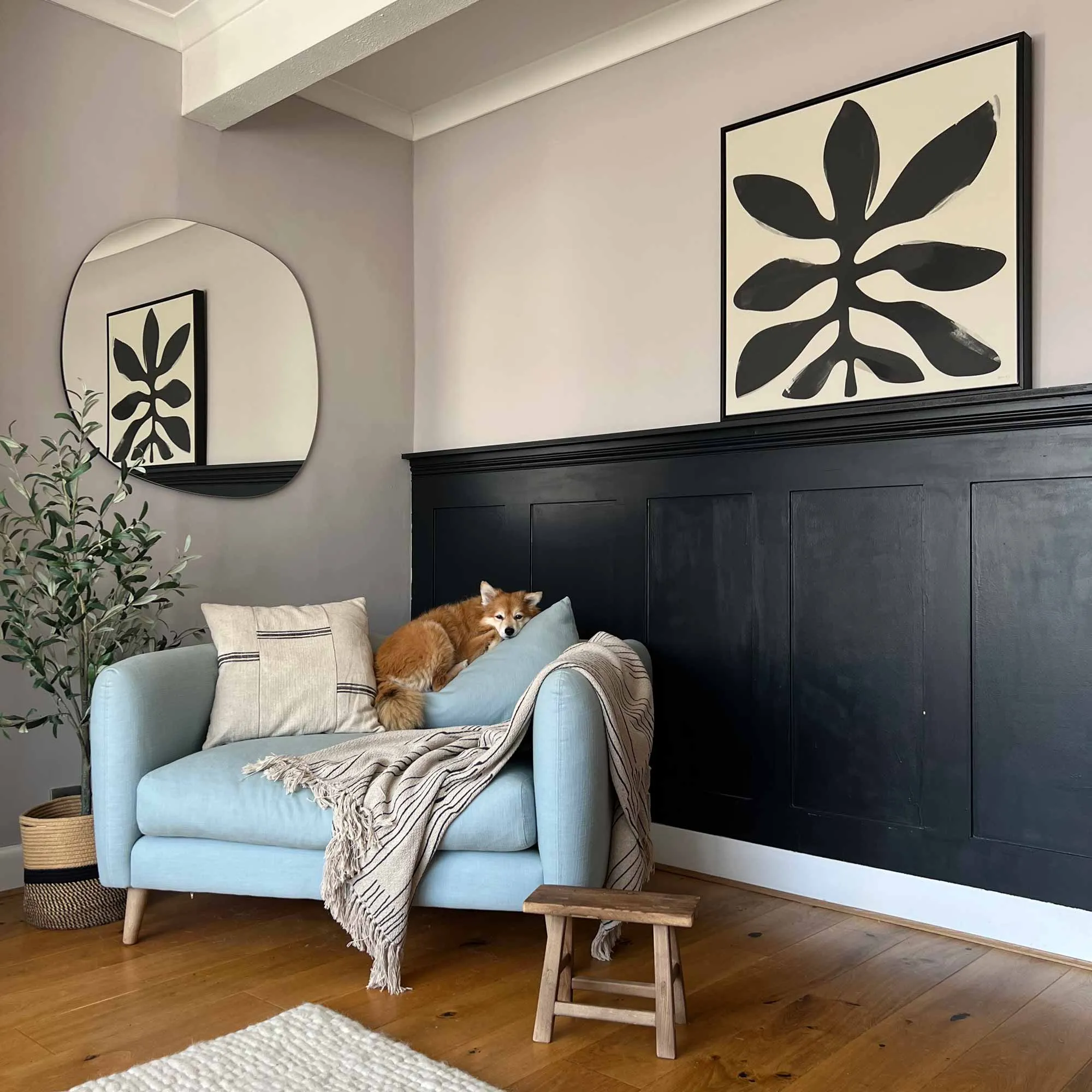 Botanical Leaf Framed Abstract Canvas Art