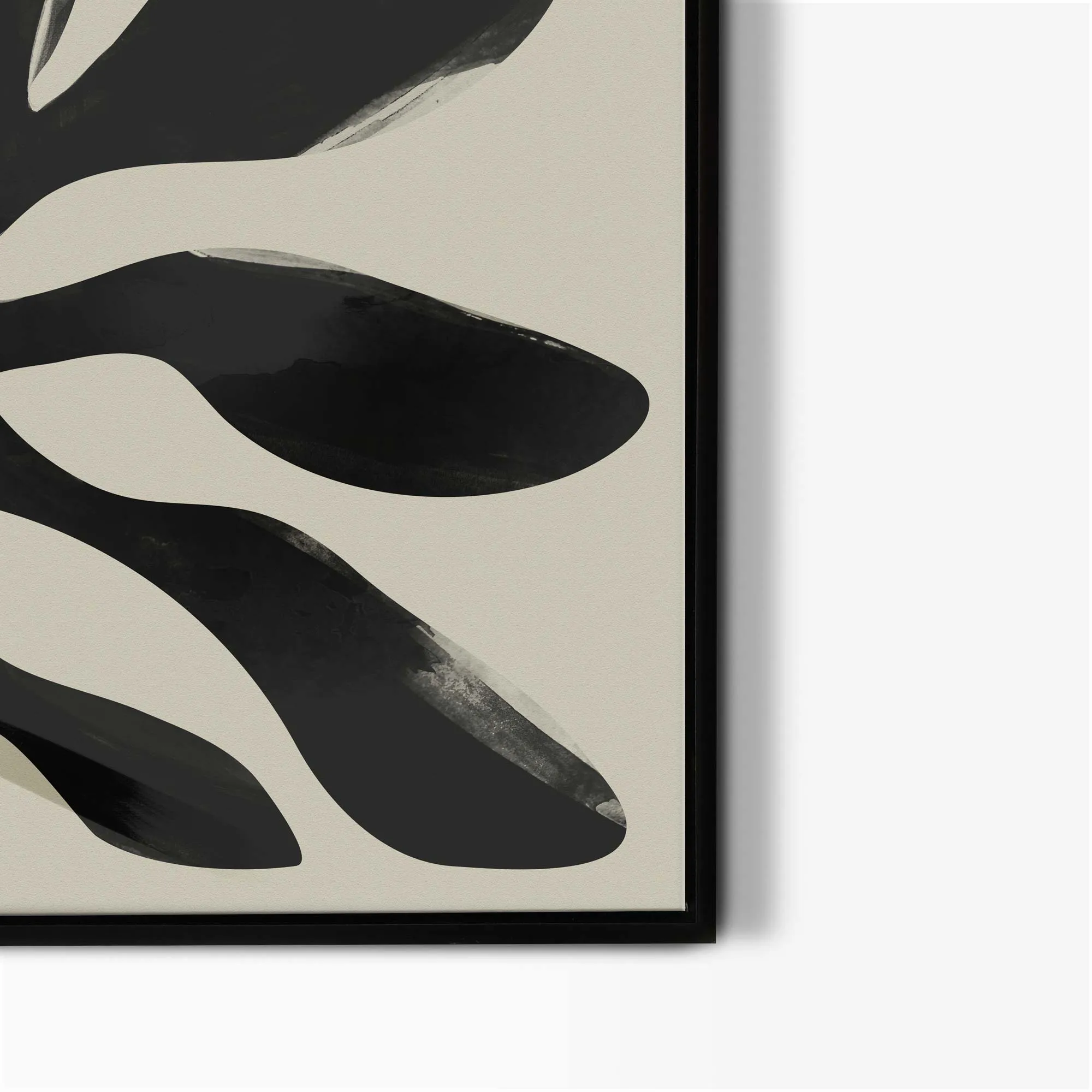 Botanical Leaf Framed Abstract Canvas Art