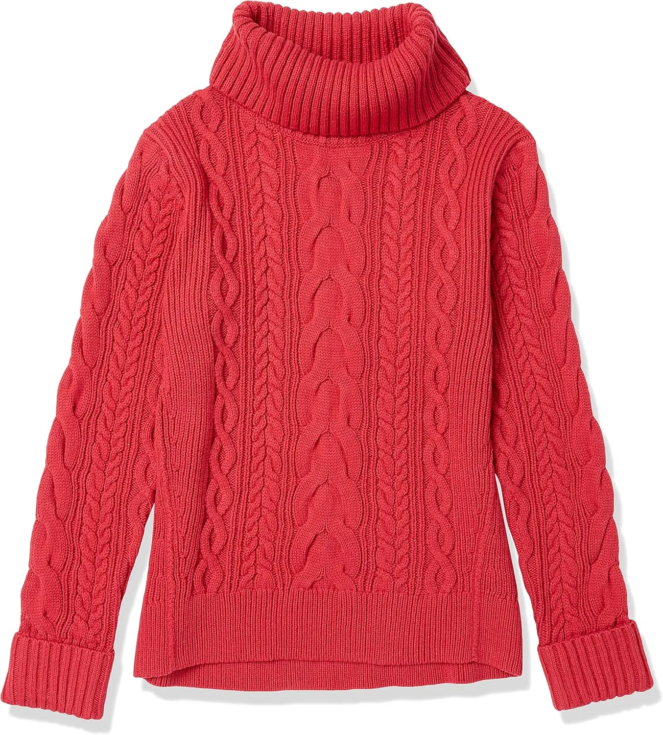 Cable Stitch Women's Cotton Blend Cable Knit Turtleneck Pullover Sweater - Fisherman Long Sleeve Chunky Textured Top