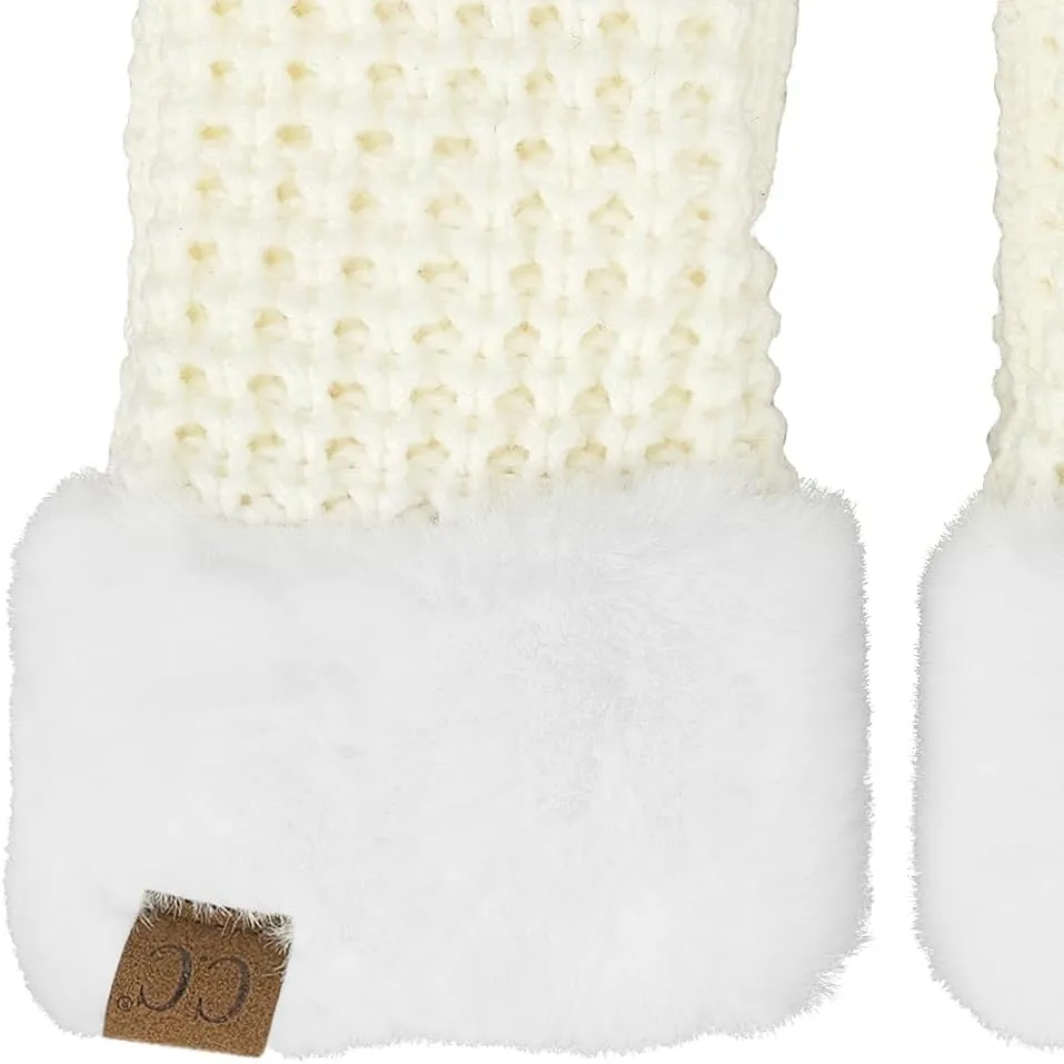 C.C Waffle Knit Mittens For Women - Acrylic Stretchable Soft Warm Knit Cold weather Winter Gloves