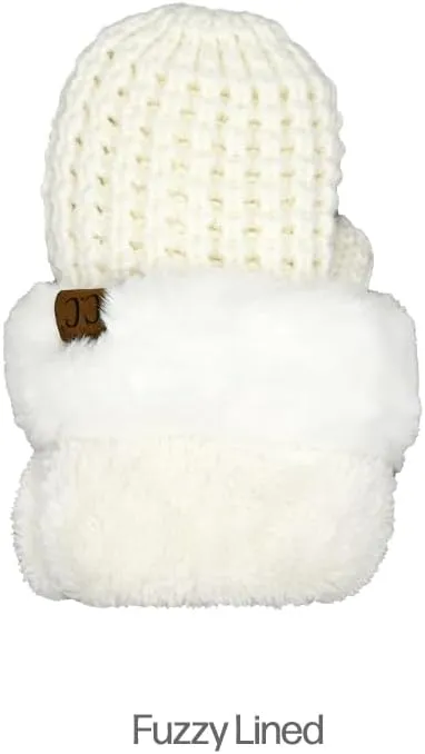 C.C Waffle Knit Mittens For Women - Acrylic Stretchable Soft Warm Knit Cold weather Winter Gloves