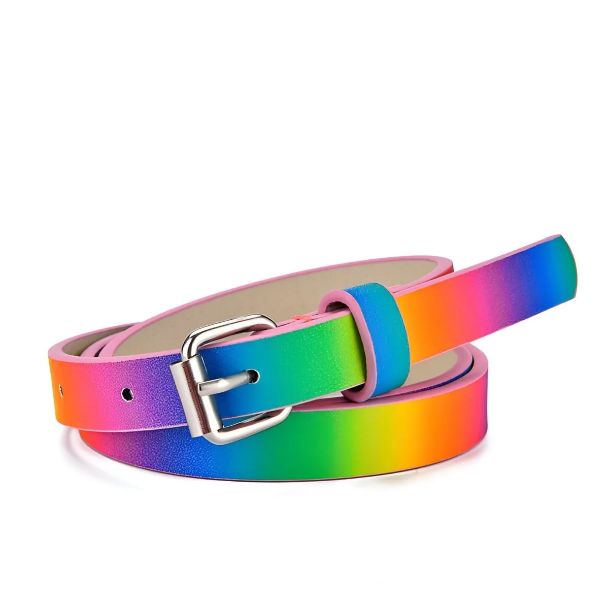 Ceinture enfant ajustable pour fille ou garçon en simili vegan, boucle argentée, modèle Timy