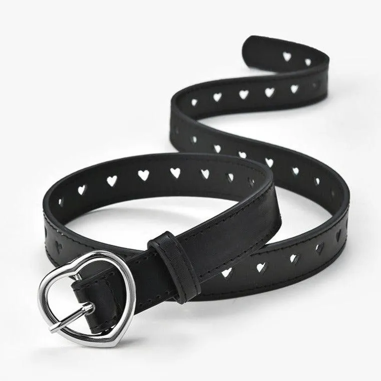 Ceinture pour fille avec boucle en coeur, en simili vegan, modèle Love