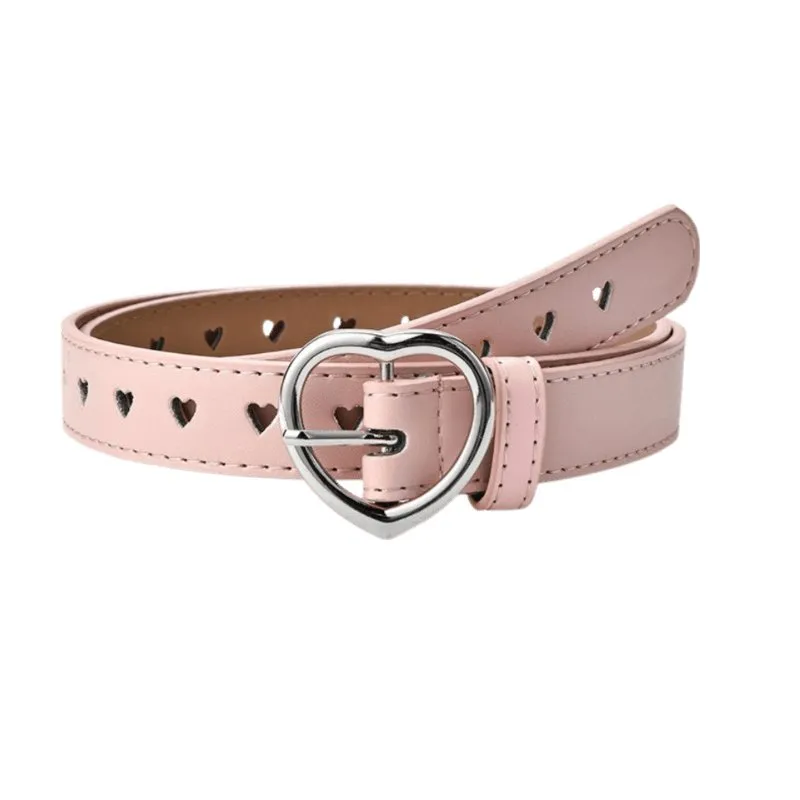 Ceinture pour fille avec boucle en coeur, en simili vegan, modèle Love