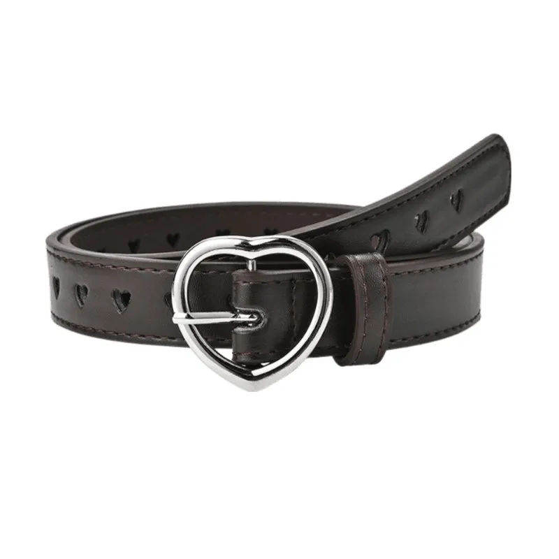 Ceinture pour fille avec boucle en coeur, en simili vegan, modèle Love