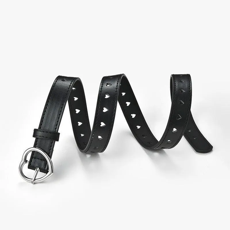 Ceinture pour fille avec boucle en coeur, en simili vegan, modèle Love