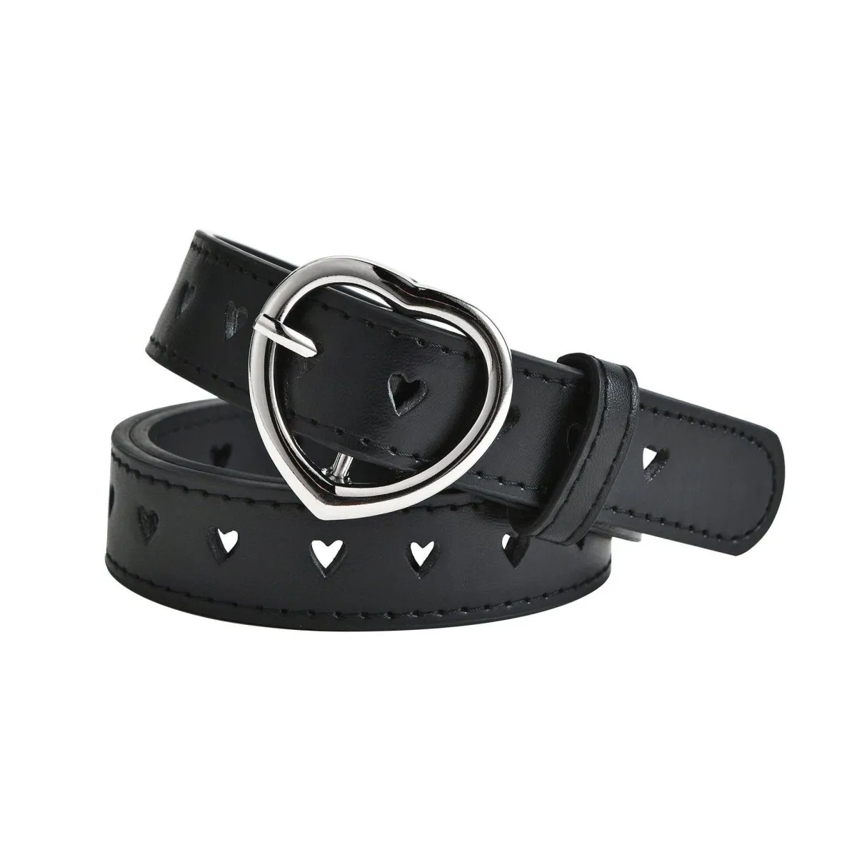 Ceinture pour fille avec boucle en coeur, en simili vegan, modèle Love
