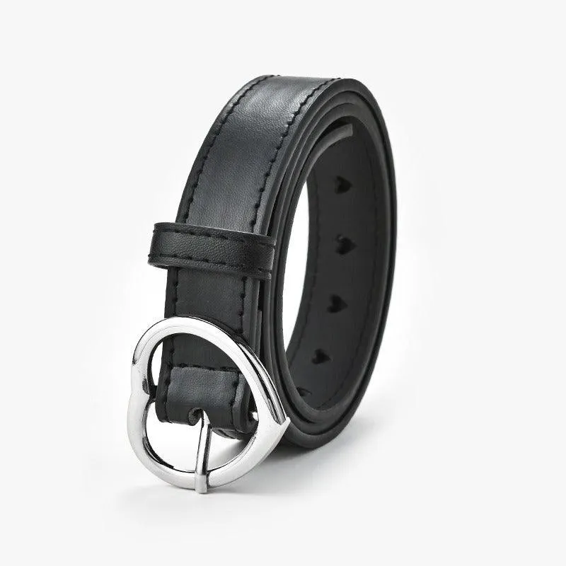 Ceinture pour fille avec boucle en coeur, en simili vegan, modèle Love