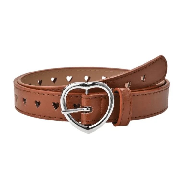 Ceinture pour fille avec boucle en coeur, en simili vegan, modèle Love