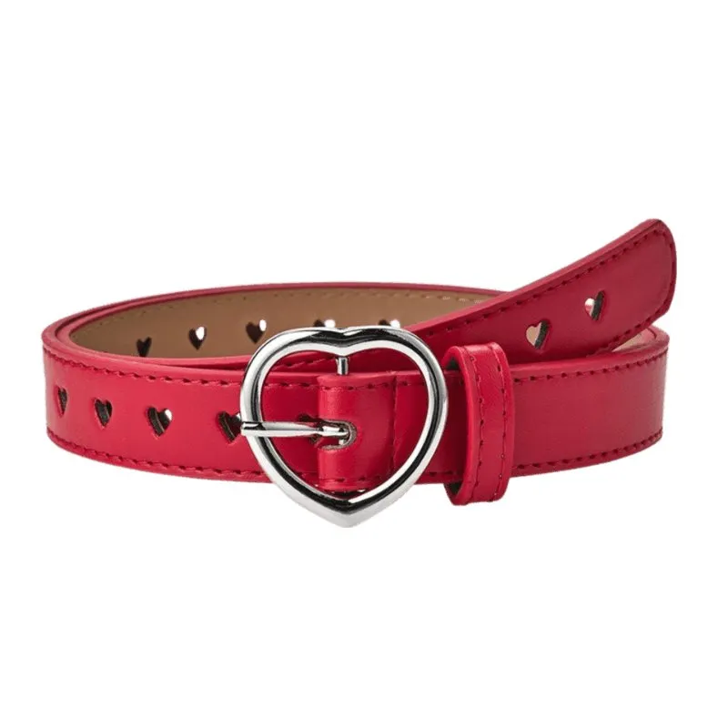 Ceinture pour fille avec boucle en coeur, en simili vegan, modèle Love