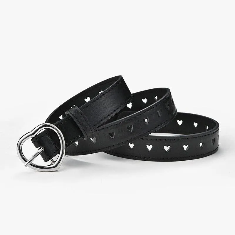 Ceinture pour fille avec boucle en coeur, en simili vegan, modèle Love