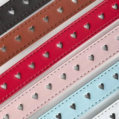 Ceinture pour fille avec boucle en coeur, en simili vegan, modèle Love