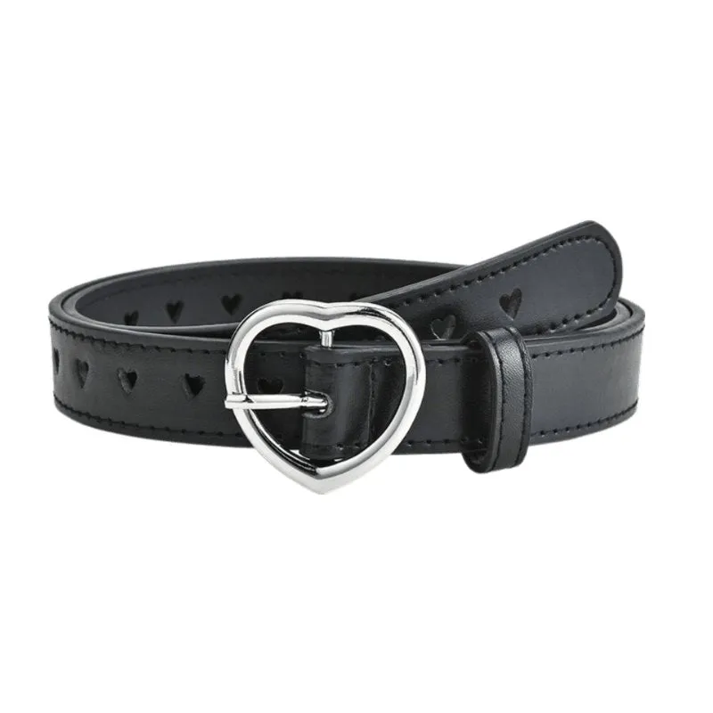 Ceinture pour fille avec boucle en coeur, en simili vegan, modèle Love