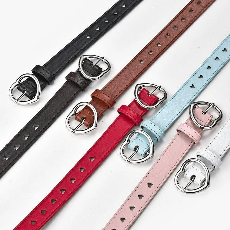 Ceinture pour fille avec boucle en coeur, en simili vegan, modèle Love