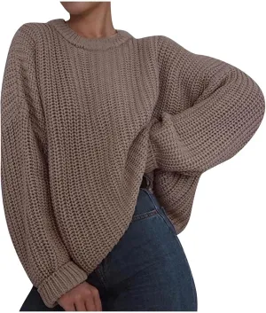 Crewneck Sweaters for Women Lightweight Striped Fall Knitted Color Block Pullover Soft Crew Neck Knit Blouse Tops