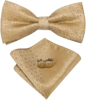 CSCDD Striped Bow Ties Silk Self Tie Bow Tie Pocket Square Cufflinks Set Wedding Gift
