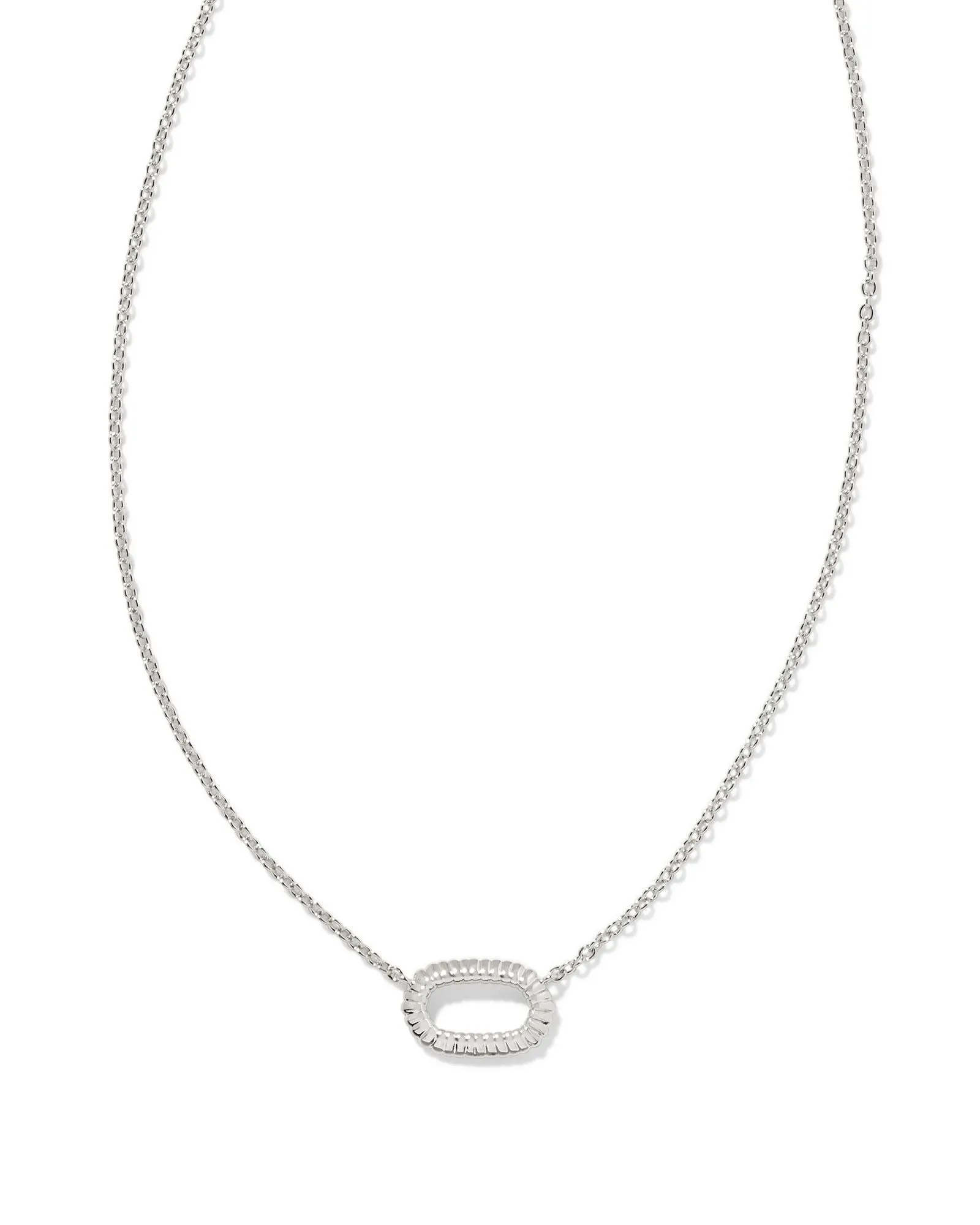 Elisa Ridge Open Framed Necklace in Silver Metal