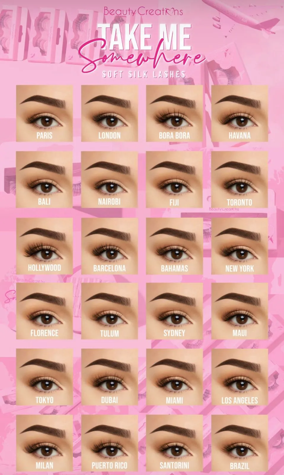Eyelashes- Beauty Creations Take Me Somewhere Soft Silk- #10 New York (10pc Box, $1 each)