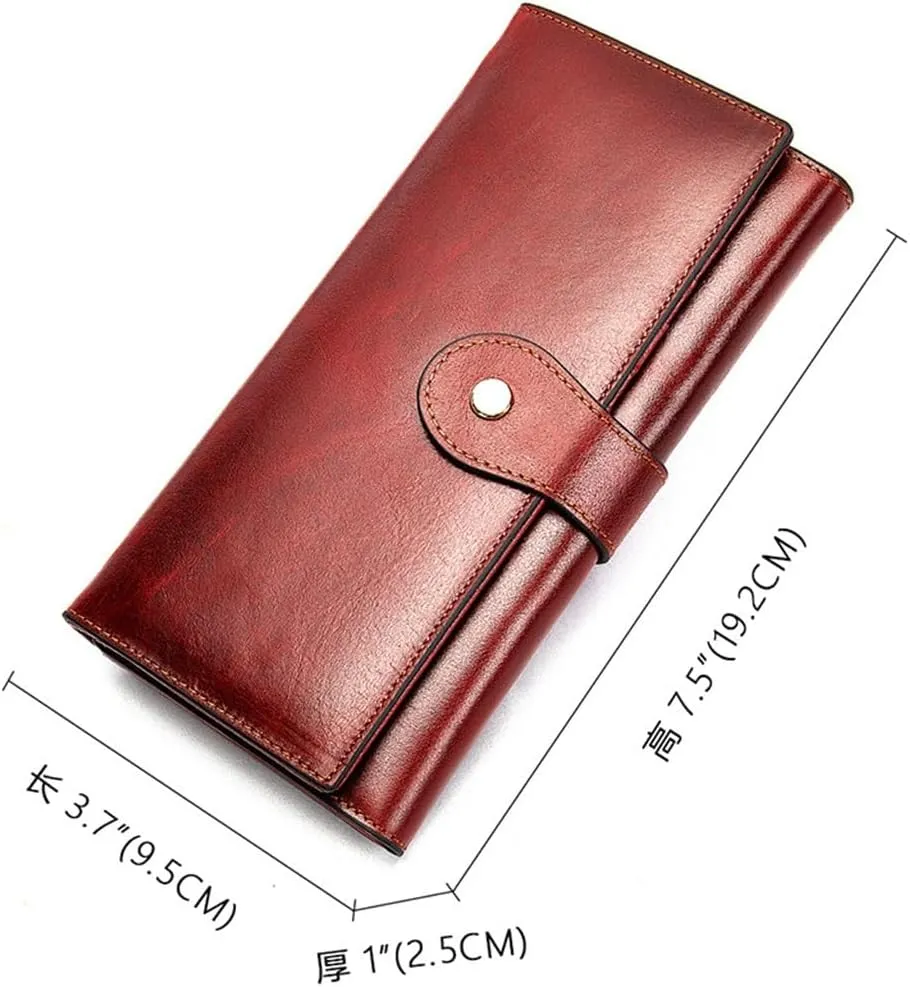 Genuine Leather Wallet, Women's Multi Slot Anti Magnetic Card Bag, Trendy Women's Top Layer Cowhide Handbag purse(white-Dinosaur Doodle4)