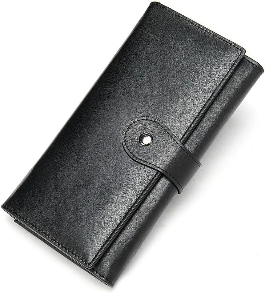 Genuine Leather Wallet Women's Multi Slot Anti Magnetic Card Bag Trendy Women's Top Layer Cowhide Handbag(1)