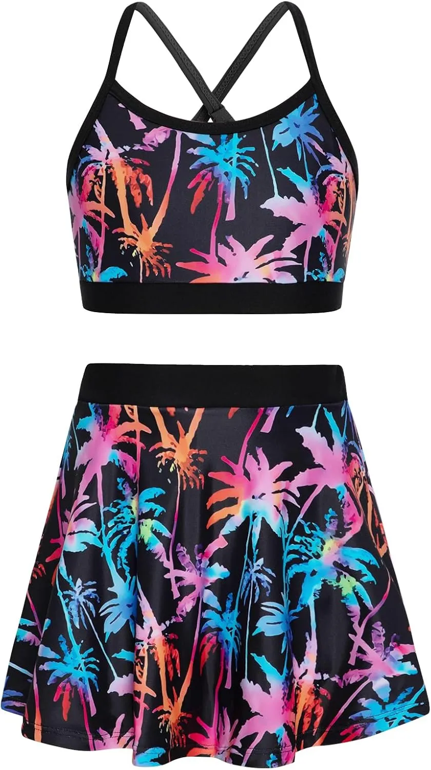 Girls Swimsuit Long Sleeve Swim Shirt 3 Piece Rash Guard for Girls Bathing Suit with Boyshorts