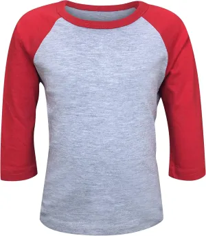 ILTEX Kids & Youth Baseball Raglan T-Shirt 3/4 Sleeve Infant Toddler Youth Athletic Jersey Sports Casual (20  Colors)