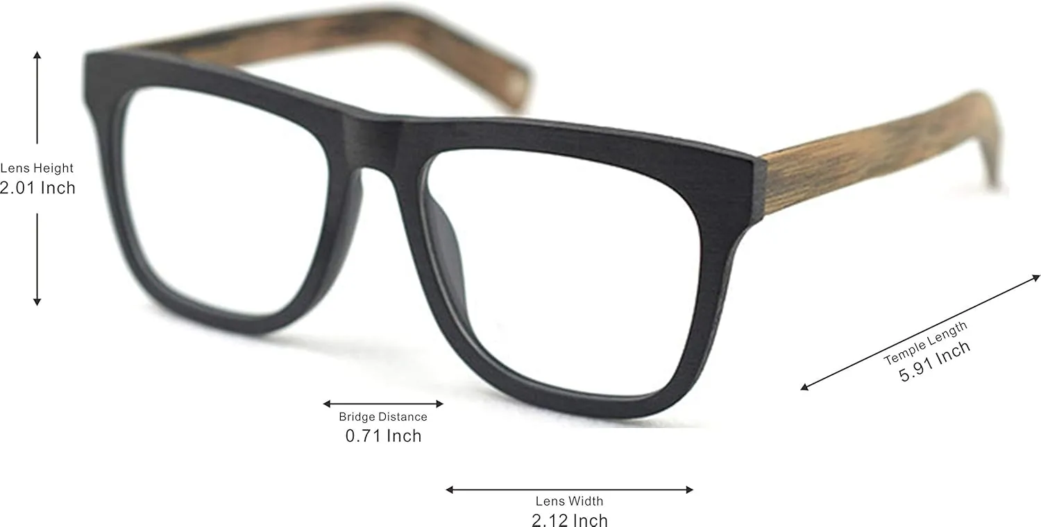 J&L Glasses Large Woodgrain Eyeglasses Frame Faux Wooden Unisex Glasses Frame9089