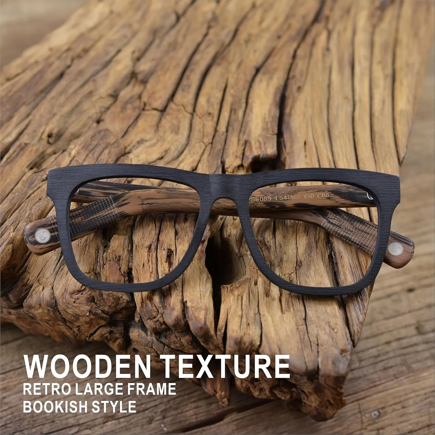 J&L Glasses Large Woodgrain Eyeglasses Frame Faux Wooden Unisex Glasses Frame9089