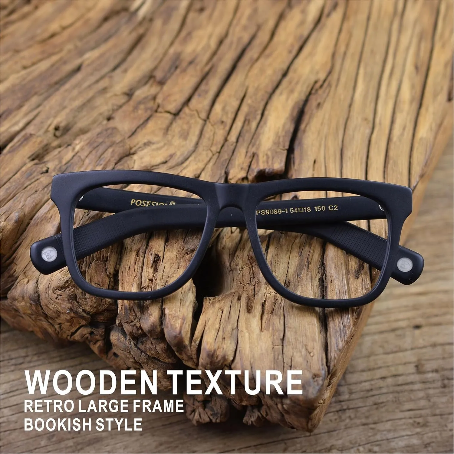 J&L Glasses Large Woodgrain Eyeglasses Frame Faux Wooden Unisex Glasses Frame9089