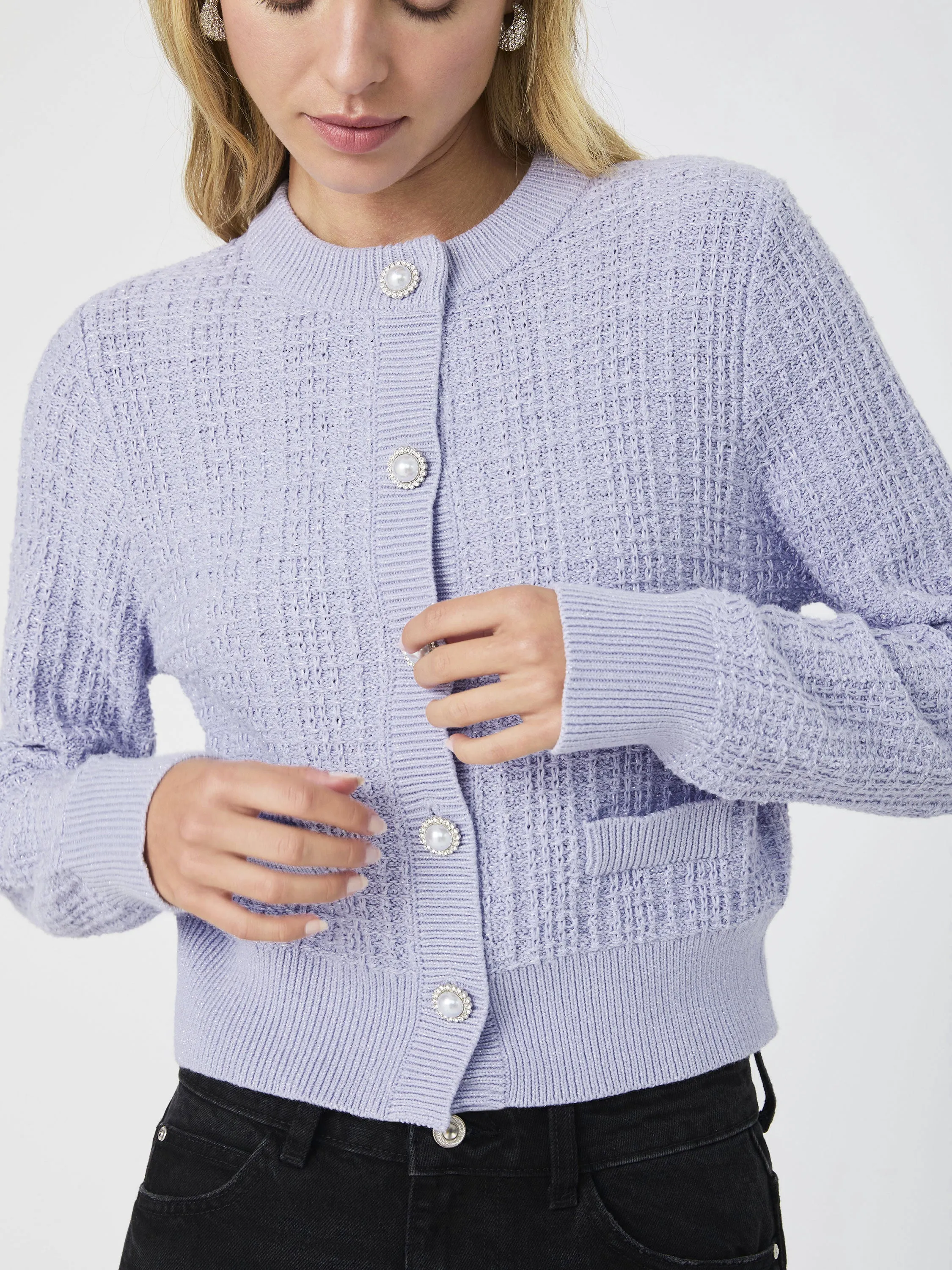Lurex Tweed Knit Cardigan