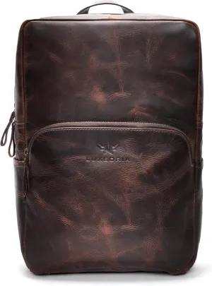 LUXEORIA Handmade Leather Backpack for Men and Women, 15.6 Inch Laptop Bag, Genuine Leather Retro Style Casual Daypack, For Colleges & Office, Travel or Hiking- Vintage Brown