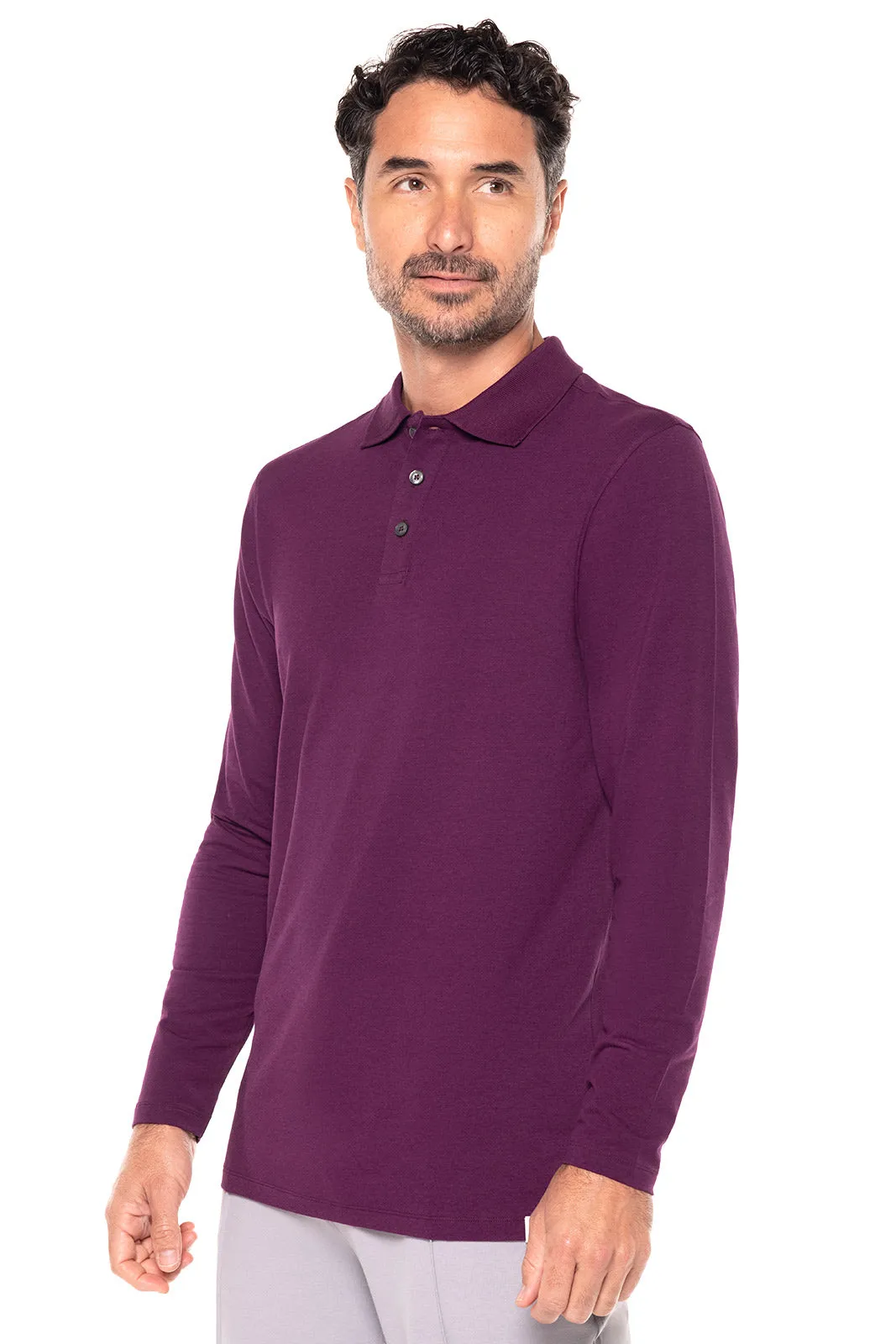 Men's Coppitt Long Sleeve Weekend Polo | Rich Plum