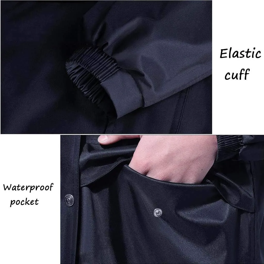 Men's Rain Suit Motorcycle Outdoor Camping Travel Golf Fishing Hiking Windproof and Breathable 2 Piece Raincoat Rainwear with Hood