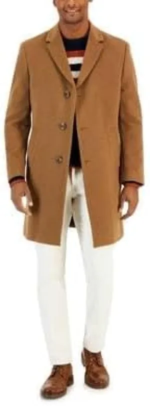 Nautica Mens Classic fit Overcoat Coat 44 L Beige Solid