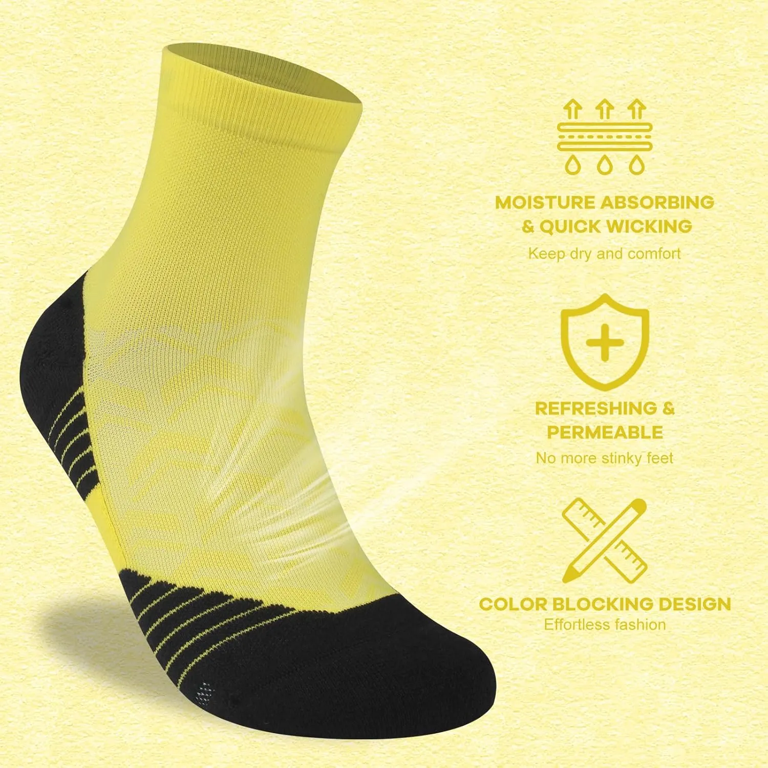 NIcool Cycling Socks For Men Women,Bright Crew Socks Running Socks Tennis Golf Athletic Socks For Youth
