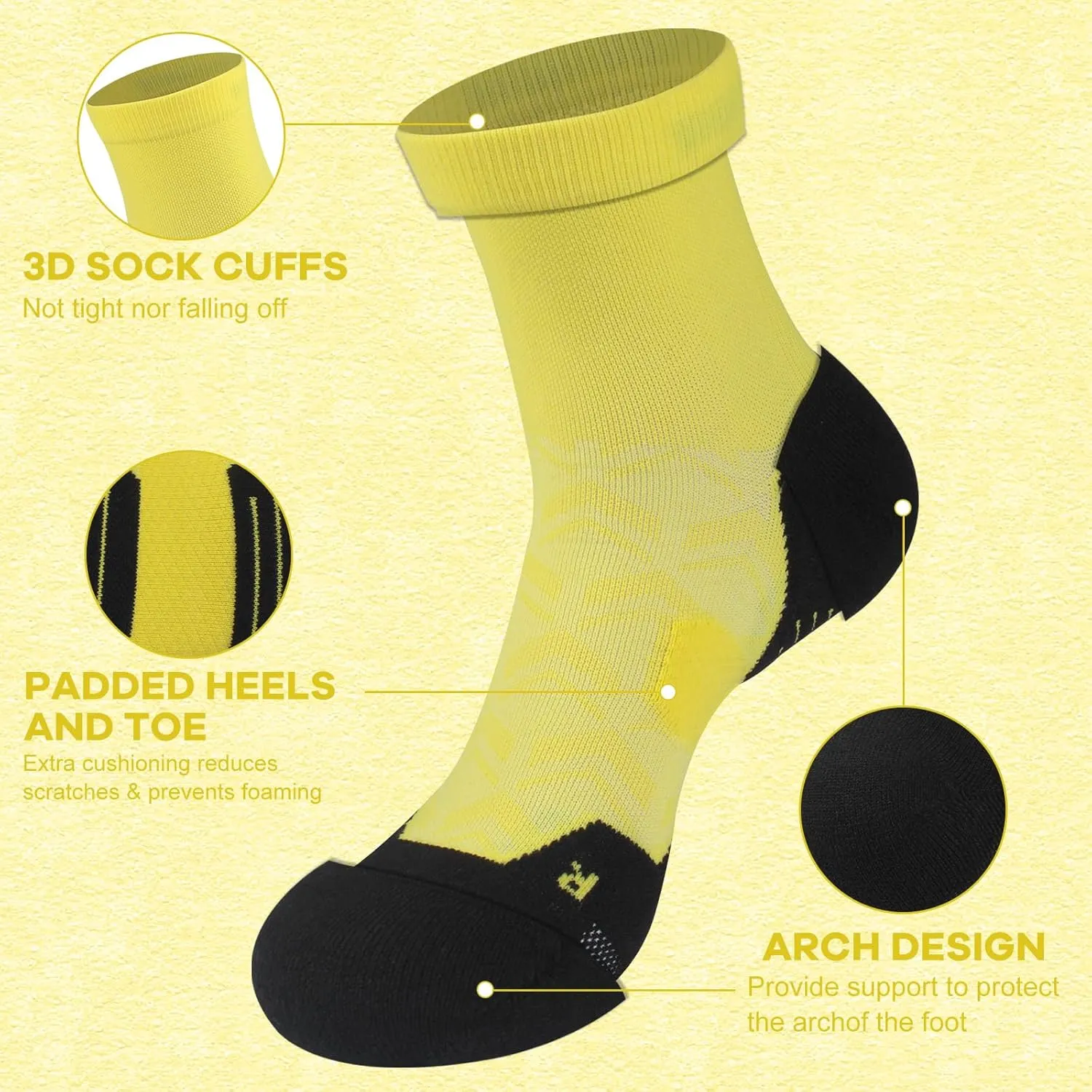 NIcool Cycling Socks For Men Women,Bright Crew Socks Running Socks Tennis Golf Athletic Socks For Youth